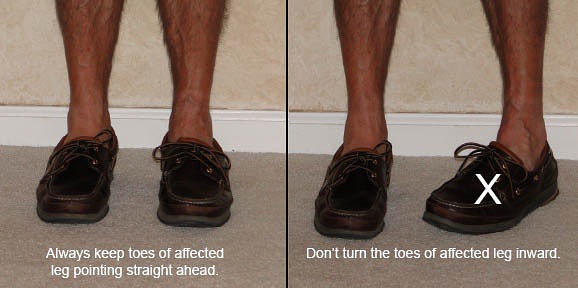 Point your toes straight ahead, don't turn your toes inward.