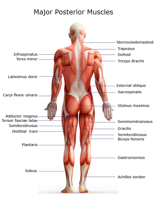 Major muscles on the back of the body